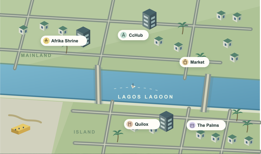 Lagos Life virtual Lagos map showing the world of the Nigerian browser game